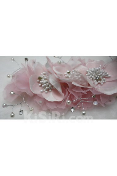 Pink Chiifon Floral Wedding Headpieces