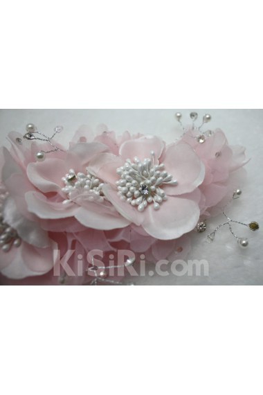 Pink Chiifon Floral Wedding Headpieces