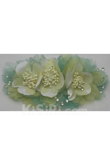 Green Chiifon Floral Wedding Headpieces