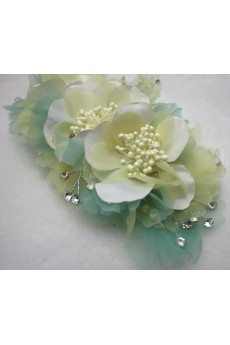 Green Chiifon Floral Wedding Headpieces