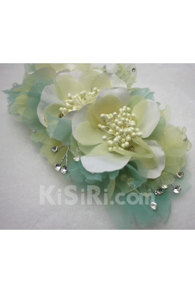 Green Chiifon Floral Wedding Headpieces