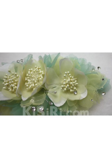 Green Chiifon Floral Wedding Headpieces