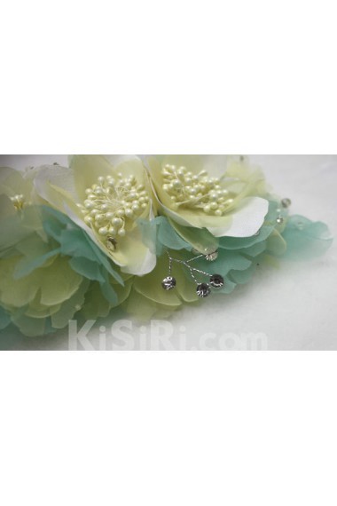 Green Chiifon Floral Wedding Headpieces