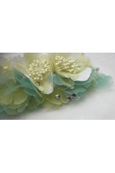 Green Chiifon Floral Wedding Headpieces