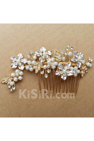 Alloy Combs Wedding Headpieces with Imitation Pearls