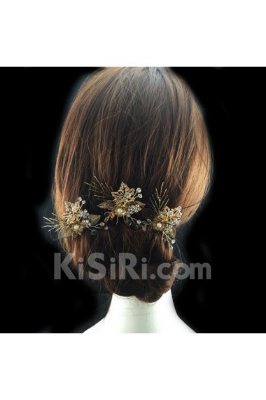 Alloy Crystal and Rhinestone Wedding Headpieces with Imitation Pearls