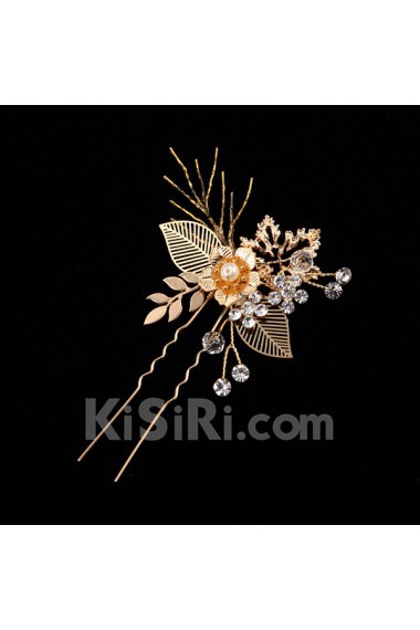 Alloy Crystal and Rhinestone Wedding Headpieces with Imitation Pearls