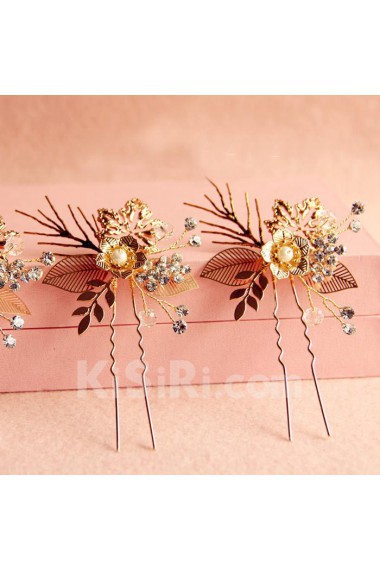 Alloy Crystal and Rhinestone Wedding Headpieces with Imitation Pearls