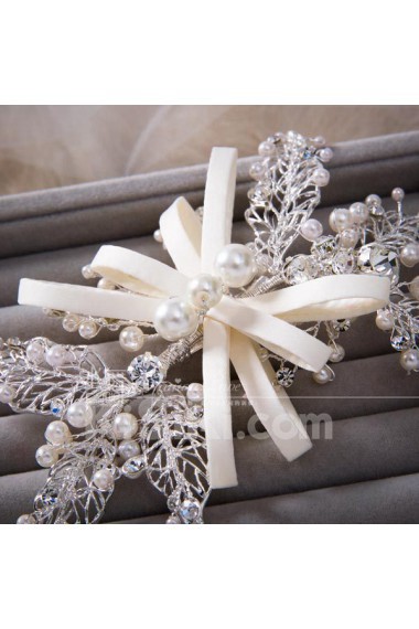 Alloy and Fabric Wedding Headpieces with Imitation Pearls