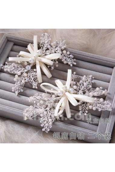 Alloy and Fabric Wedding Headpieces with Imitation Pearls