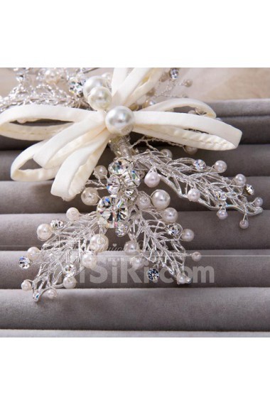 Alloy and Fabric Wedding Headpieces with Imitation Pearls