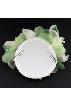 Green Chiifon and Rhinestone Floral Wedding Headpieces with Imitation Pearls