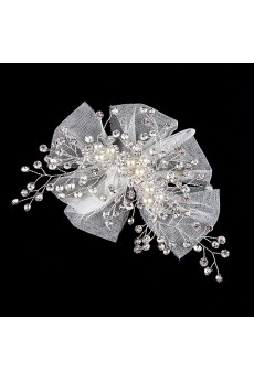 Handmade Alloy Rhinestone Wedding Headpieces with Imitation Pearls