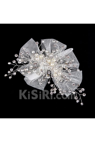 Handmade Alloy Rhinestone Wedding Headpieces with Imitation Pearls