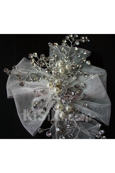 Handmade Alloy Rhinestone Wedding Headpieces with Imitation Pearls