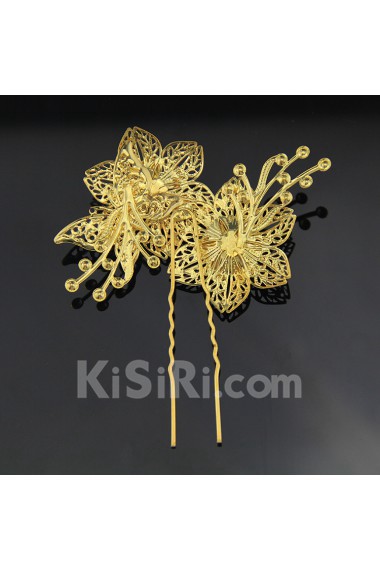 Alloy Flower Wedding Headpieces with Imitation Pearls