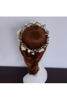 White Fabric Wreath Wedding Headpieces