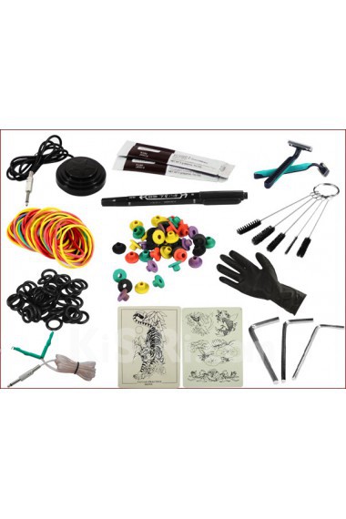 2 Professional 10 Coil Wraps Tattoo Guns Kit with LED Power Supply and 14 Colors