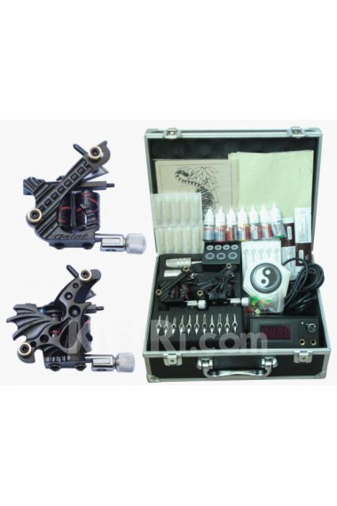 Professional Tattoo Guns Kit Completed Set With 2 Tattoo Machines and 7 Colors for Lining and Shading