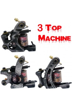 3 Tattoo Machines Kit for Lining and Shading (54 x 5ml Colors Included)