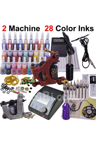 Tattoo Machines Kit Completed Set With 2 Tattoo Guns and LED Power Supply