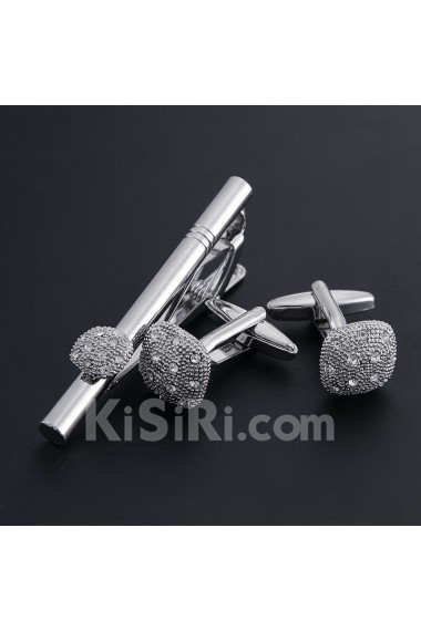 Crystal Men's Tie Bar and Cufflink Set