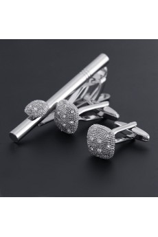 Crystal Men's Tie Bar and Cufflink Set