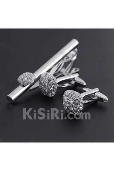 Crystal Men's Tie Bar and Cufflink Set