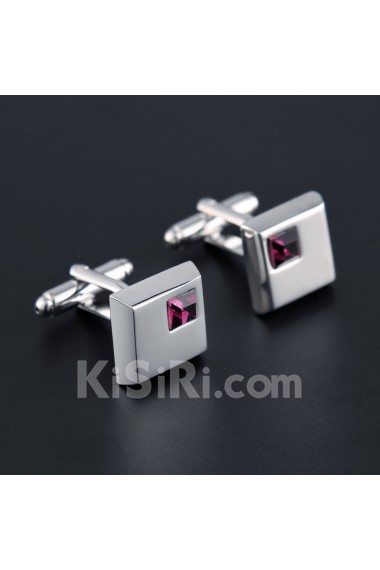 Silver Metal Crystal Men's Cufflink
