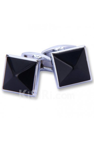 Men's Black Opal Metal Cufflink 