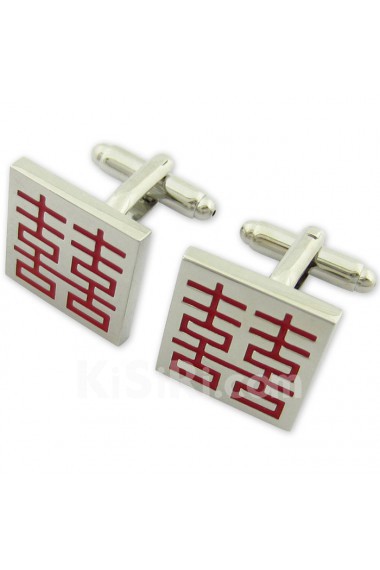 Men's Beige Metal Cufflink 