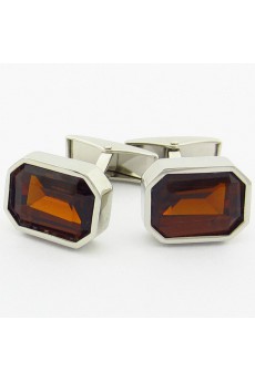 Men's Brown Crystal Metal Cufflink 