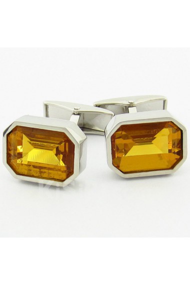 Men's Yellow Crystal Metal Cufflink 