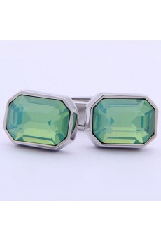 Men's Green Crystal Metal Cufflink 