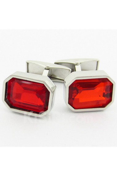 Men's Red Crystal Metal Cufflink 