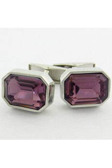 Men's Purple Crystal Metal Cufflink 