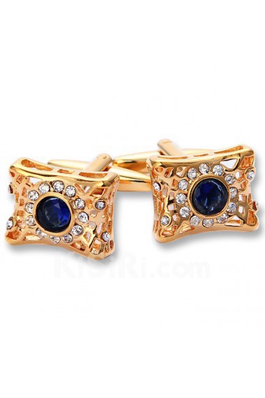 Men's Gold Crystal Metal Cufflink