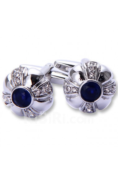 Men's Silver Crystal Metal Cufflink