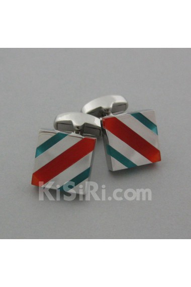 Men's Red Opal Metal Cufflink