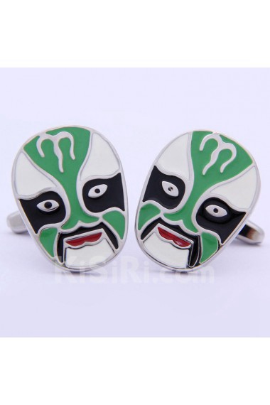 Men's Green Metal Cufflink