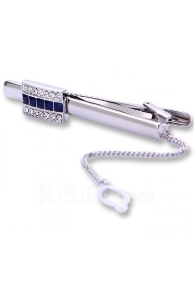 Men's Crystal Silver Tie Bar