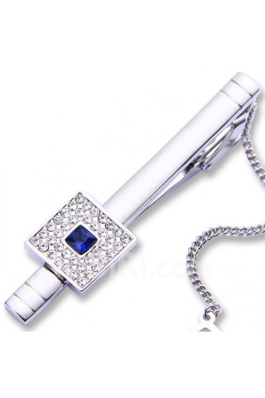 Men's Crystal Silver Tie Bar