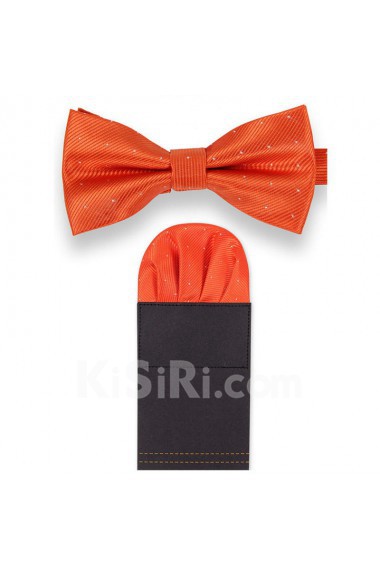 Men's Orange Microfiber Bow Ties and Pocket Square