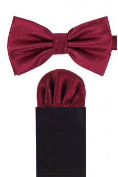 Men's Crimson Microfiber Bow Ties and Pocket Square