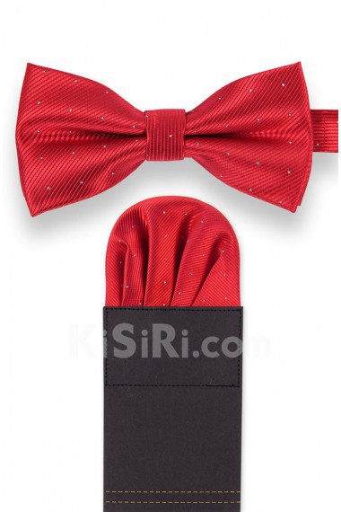 Men's Red Microfiber Bow Ties and Pocket Square