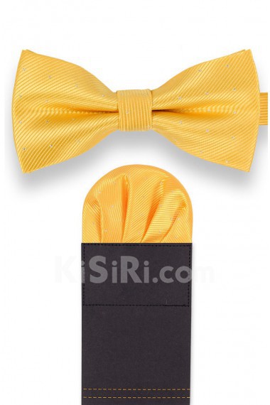 Men's Yellow Microfiber Bow Ties and Pocket Square