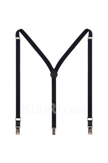 Men's Black Elastic Webbing Leather Suspender