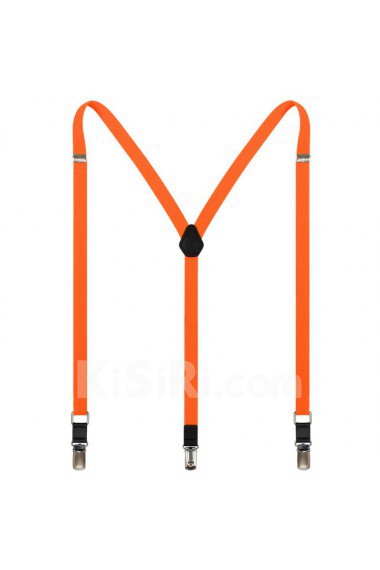 Men's Orange Elastic Webbing Leather Suspender