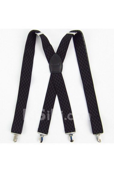 Men's Black Elastic Webbing Leather Suspender