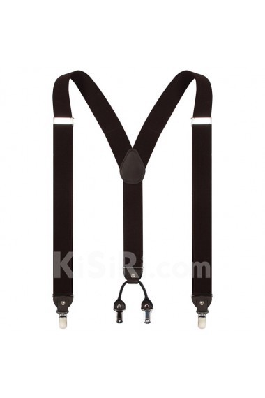 Men's Black Elastic Webbing Leather Suspender